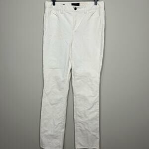 Talbots Ivory Corduroy Heritage Pants Size 8 Straight Leg Cotton Spandex